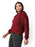 Women's Maroon Solid Fleece Regular Fit Zipper Sweatshirt With Hoodie For Winter Wear