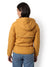 Women's Mustard Hooded Puffer Regular Fit Bomber Jacket For Winter Wear
