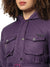Women's Purple Puffer Regular Fit Bomber Jacket For Winter Wear