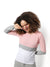 Women's Pink Colour-blocked Regular Fit Sweater For Winter Wear