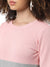 Women's Pink Colour-Blocked Regular Fit Sweater For Winter Wear