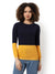Women's Black & Yellow Colour-Blocked Regular Fit Sweater For Winter Wear