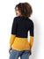 Women's Black & Yellow Colour-Blocked Regular Fit Sweater For Winter Wear