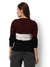 Women's Maroon Colour-Blocked Regular Fit Sweater For Winter Wear