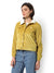 Women's Mustard Corduroy Regular Fit Utility Jacket For Winter Wear