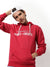 Men's Solid Red Printed Regular Fit Sweatshirt With Hoodie For Winter Wear