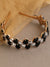 Black Stones Gold Plated Hairband