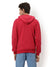 Men's Red Solid Regular Fit Zipper Sweatshirt With Hoodie For Winter Wear