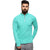 Striped Men Mandarin Collar Light Green Sports T-shirt