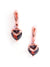 Sohi Red Rose Gold Plated Heart Shaped Drop Earrings