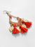 Sohi Orange  Gold-toned Contemporary Tasseled Drop Earrings