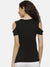 Campus Sutra Casual Shoulder Strap Printed Women Black Top
