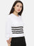 Casual Regular Sleeve Striped White Top