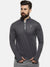 Campus Sutra Self Design Men Mandarin Collar Charcoal Sports T-Shirt