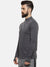 Campus Sutra Self Design Men Mandarin Collar Charcoal Sports T-Shirt