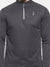 Campus Sutra Self Design Men Mandarin Collar Charcoal Sports T-Shirt