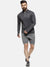 Campus Sutra Self Design Men Mandarin Collar Charcoal Sports T-Shirt