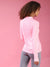 Campus Sutra Solid Women Mandarin Collar Stylish Pink Sports T-Shirt