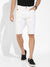 White Ripped Hem Denim Shorts