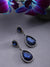 Sohi Navy Blue  Silver Toned Teardrop Shaped Drop Earrings