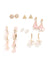 Sohi Set Of 6 Gold-toned  Plated Pearls Beaded Contemporary Drop Earrings
