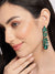 Sohi Green Stone Studded Leaf Contemporary Drop Earrings