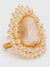 Sohi Gold-toned White Pearl Beaded Jadau Finger Ring